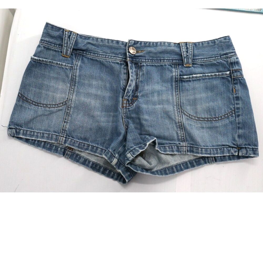 American Eagle Womens Micro Mini Jean Shorts y2k 2000s Size 14 2.5" Inseam Low